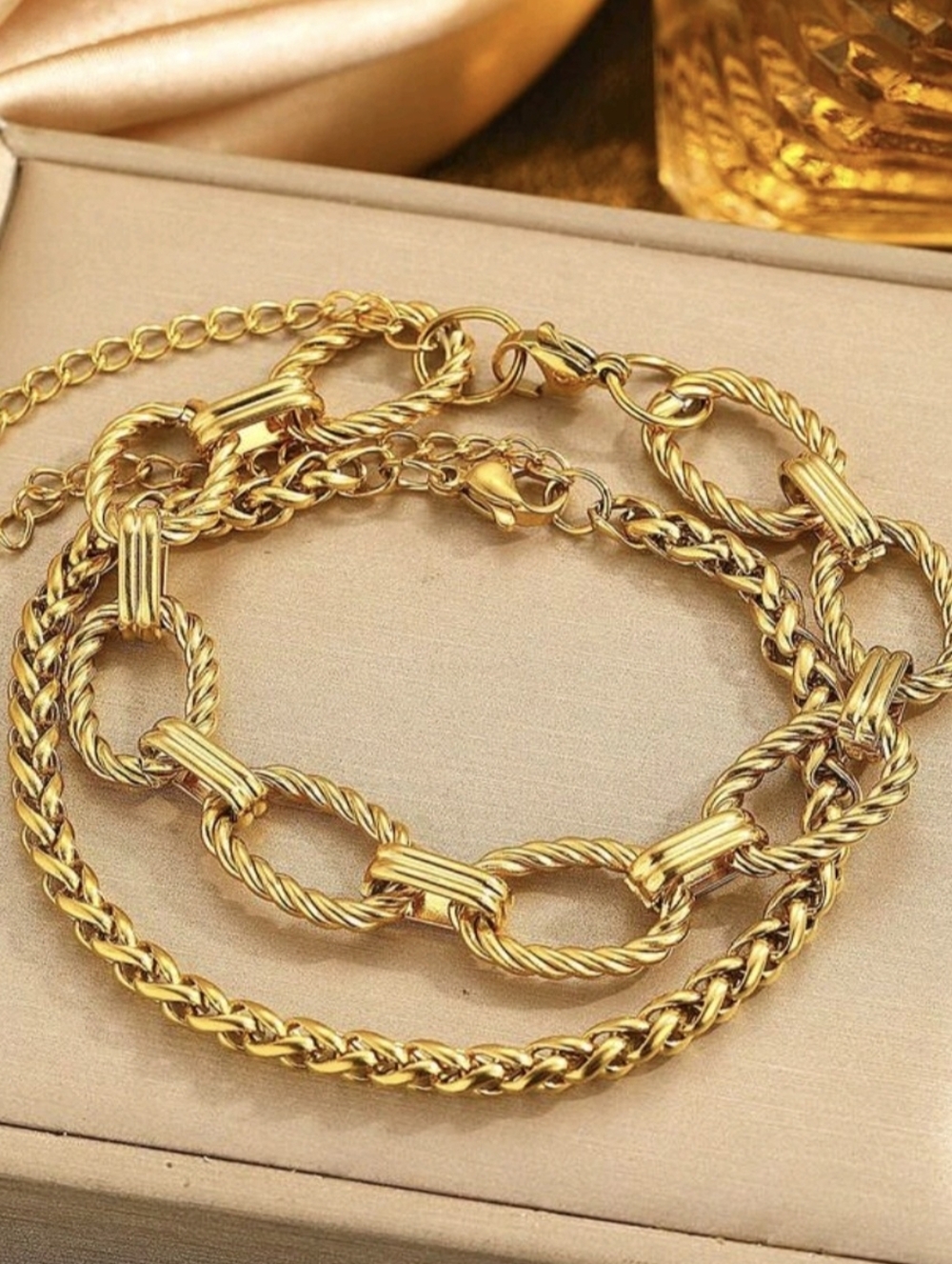NEW Elegant Gold-Tone Link Layered Bracelet - Women Jewelry